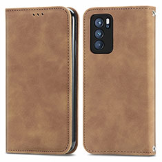 Coque Portefeuille Livre Cuir Etui Clapet S04D pour Oppo Reno6 Pro 5G India Marron