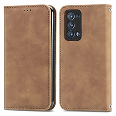 Coque Portefeuille Livre Cuir Etui Clapet S04D pour Oppo Reno6 Pro+ Plus 5G Marron