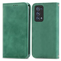 Coque Portefeuille Livre Cuir Etui Clapet S04D pour Oppo Reno6 Pro+ Plus 5G Vert