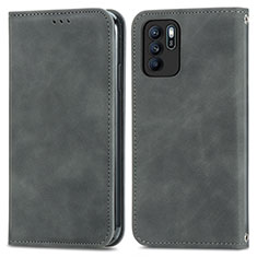 Coque Portefeuille Livre Cuir Etui Clapet S04D pour Oppo Reno6 Z 5G Gris