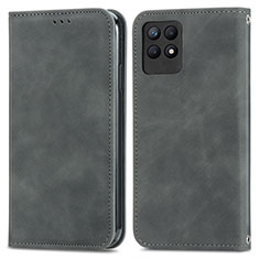 Coque Portefeuille Livre Cuir Etui Clapet S04D pour Realme 8i Gris