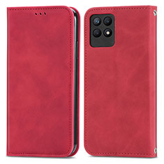 Coque Portefeuille Livre Cuir Etui Clapet S04D pour Realme 8i Rouge