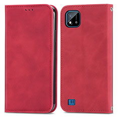 Coque Portefeuille Livre Cuir Etui Clapet S04D pour Realme C20 Rouge