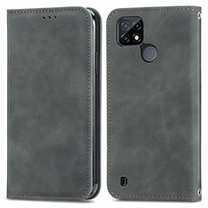 Coque Portefeuille Livre Cuir Etui Clapet S04D pour Realme C21 Gris