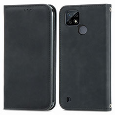 Coque Portefeuille Livre Cuir Etui Clapet S04D pour Realme C25Y India Noir