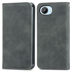 Coque Portefeuille Livre Cuir Etui Clapet S04D pour Realme C30 Gris