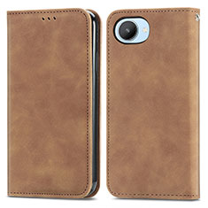 Coque Portefeuille Livre Cuir Etui Clapet S04D pour Realme C30 Marron