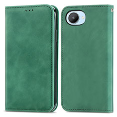 Coque Portefeuille Livre Cuir Etui Clapet S04D pour Realme C30s Vert