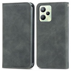 Coque Portefeuille Livre Cuir Etui Clapet S04D pour Realme C35 Gris