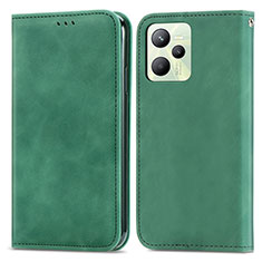 Coque Portefeuille Livre Cuir Etui Clapet S04D pour Realme Narzo 50A Prime Vert