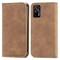 Coque Portefeuille Livre Cuir Etui Clapet S04D pour Realme X7 Max 5G Marron