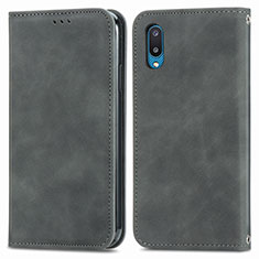 Coque Portefeuille Livre Cuir Etui Clapet S04D pour Samsung Galaxy A02 Gris