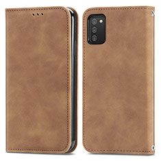 Coque Portefeuille Livre Cuir Etui Clapet S04D pour Samsung Galaxy A02s Marron