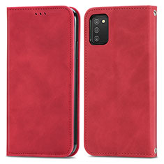 Coque Portefeuille Livre Cuir Etui Clapet S04D pour Samsung Galaxy A02s Rouge