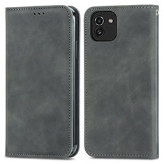 Coque Portefeuille Livre Cuir Etui Clapet S04D pour Samsung Galaxy A03 Gris