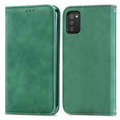 Coque Portefeuille Livre Cuir Etui Clapet S04D pour Samsung Galaxy A03s Vert