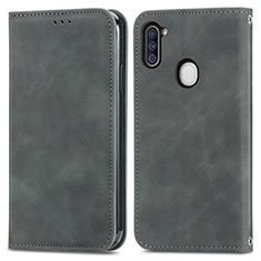 Coque Portefeuille Livre Cuir Etui Clapet S04D pour Samsung Galaxy A11 Gris