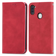 Coque Portefeuille Livre Cuir Etui Clapet S04D pour Samsung Galaxy A11 Rouge