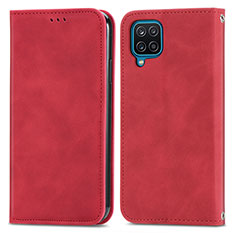 Coque Portefeuille Livre Cuir Etui Clapet S04D pour Samsung Galaxy A12 Rouge