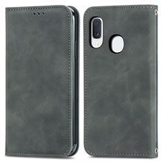 Coque Portefeuille Livre Cuir Etui Clapet S04D pour Samsung Galaxy A20e Gris