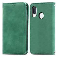 Coque Portefeuille Livre Cuir Etui Clapet S04D pour Samsung Galaxy A20e Vert