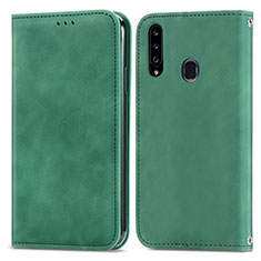 Coque Portefeuille Livre Cuir Etui Clapet S04D pour Samsung Galaxy A20s Vert