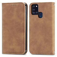 Coque Portefeuille Livre Cuir Etui Clapet S04D pour Samsung Galaxy A21s Marron