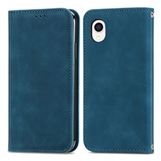 Coque Portefeuille Livre Cuir Etui Clapet S04D pour Samsung Galaxy A22 5G SC-56B Bleu