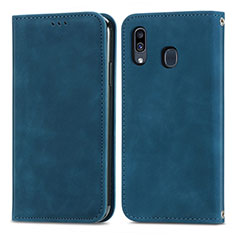 Coque Portefeuille Livre Cuir Etui Clapet S04D pour Samsung Galaxy A30 Bleu