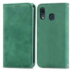 Coque Portefeuille Livre Cuir Etui Clapet S04D pour Samsung Galaxy A30 Vert