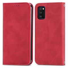 Coque Portefeuille Livre Cuir Etui Clapet S04D pour Samsung Galaxy A41 Rouge