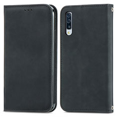 Coque Portefeuille Livre Cuir Etui Clapet S04D pour Samsung Galaxy A50 Noir