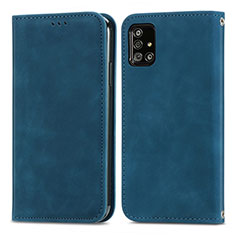 Coque Portefeuille Livre Cuir Etui Clapet S04D pour Samsung Galaxy A51 4G Bleu