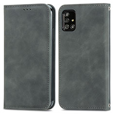 Coque Portefeuille Livre Cuir Etui Clapet S04D pour Samsung Galaxy A51 4G Gris