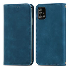 Coque Portefeuille Livre Cuir Etui Clapet S04D pour Samsung Galaxy A51 5G Bleu