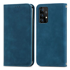 Coque Portefeuille Livre Cuir Etui Clapet S04D pour Samsung Galaxy A52 4G Bleu