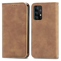 Coque Portefeuille Livre Cuir Etui Clapet S04D pour Samsung Galaxy A52 4G Marron