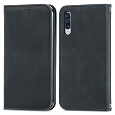 Coque Portefeuille Livre Cuir Etui Clapet S04D pour Samsung Galaxy A70 Noir