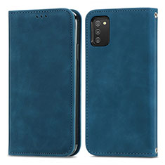 Coque Portefeuille Livre Cuir Etui Clapet S04D pour Samsung Galaxy F02S SM-E025F Bleu