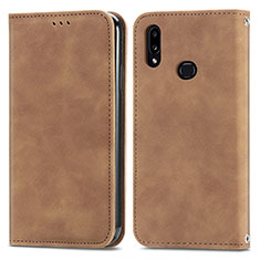 Coque Portefeuille Livre Cuir Etui Clapet S04D pour Samsung Galaxy M01s Marron