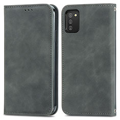 Coque Portefeuille Livre Cuir Etui Clapet S04D pour Samsung Galaxy M02s Gris