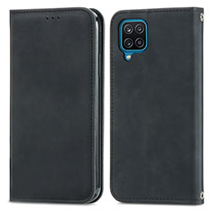 Coque Portefeuille Livre Cuir Etui Clapet S04D pour Samsung Galaxy M12 Noir