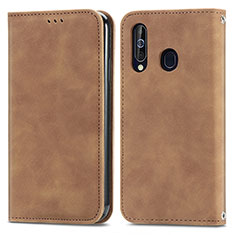 Coque Portefeuille Livre Cuir Etui Clapet S04D pour Samsung Galaxy M40 Marron