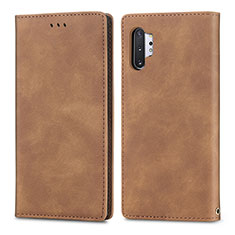 Coque Portefeuille Livre Cuir Etui Clapet S04D pour Samsung Galaxy Note 10 Plus 5G Marron