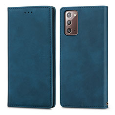 Coque Portefeuille Livre Cuir Etui Clapet S04D pour Samsung Galaxy Note 20 5G Bleu