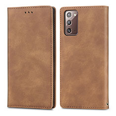 Coque Portefeuille Livre Cuir Etui Clapet S04D pour Samsung Galaxy Note 20 5G Marron