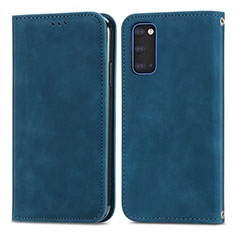 Coque Portefeuille Livre Cuir Etui Clapet S04D pour Samsung Galaxy S20 Bleu