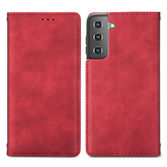 Coque Portefeuille Livre Cuir Etui Clapet S04D pour Samsung Galaxy S21 5G Rouge