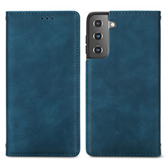 Coque Portefeuille Livre Cuir Etui Clapet S04D pour Samsung Galaxy S21 FE 5G Bleu