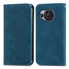 Coque Portefeuille Livre Cuir Etui Clapet S04D pour Sharp Aquos R8 Bleu